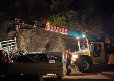 northern beaches truck rescue 24hrs with franna crane towing out of the sand 600x450