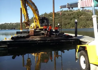 Lift Machinery on barge to scotland island pittwater northern beaches