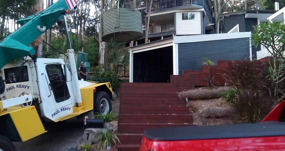crane hire to move Water Tanks northern beaches